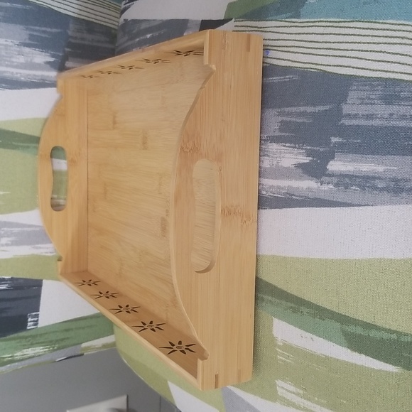 Sunshine Cut Out Pattern Bamboo Serving Tray With Handle - Picture 2 of 8